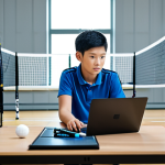 **

"A young athlete fully clothed in professional badminton attire, meticulously planning tournament logistics on a laptop in a well-lit, organized room, surrounded by badminton equipment, safe for work, appropriate content, perfect anatomy, natural proportions, family-friendly, professional photography, high quality."

**