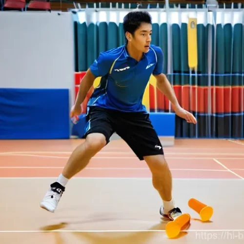 Home 22 배드민턴 훈련용 도구 추천 - **Prompt 1: Dynamic Agility Training on a Badminton Court**
"A male badminton player, in his lat...