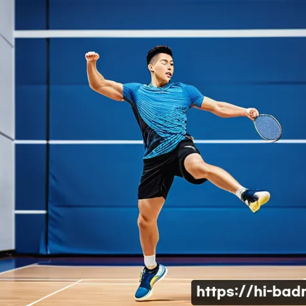 배드민턴과 웨이트 트레이닝 병행법 - **Prompt:** A dynamic and energetic illustration of a highly agile male athlete, with a lean yet mus...